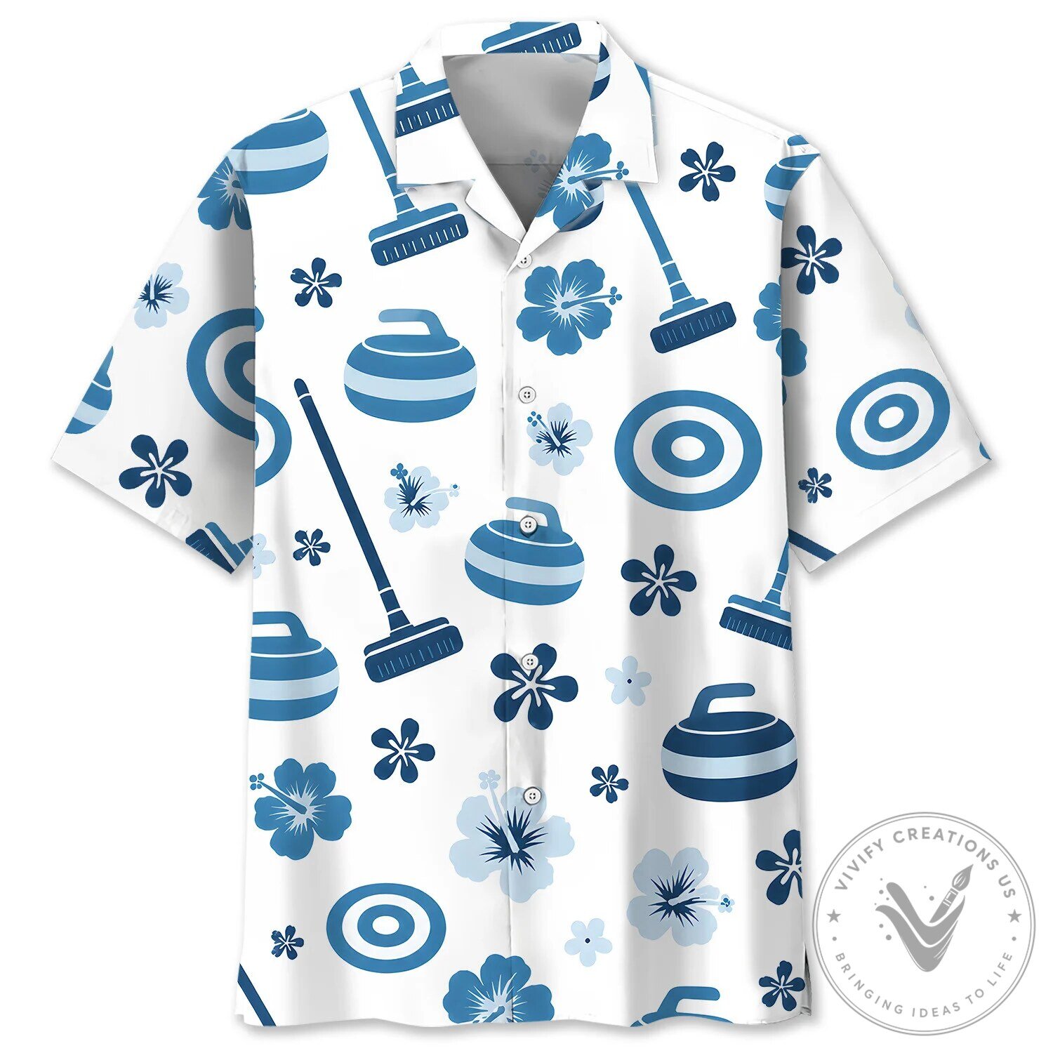 Funny Curling Hibiscus Pattern Hawaiian Shirt