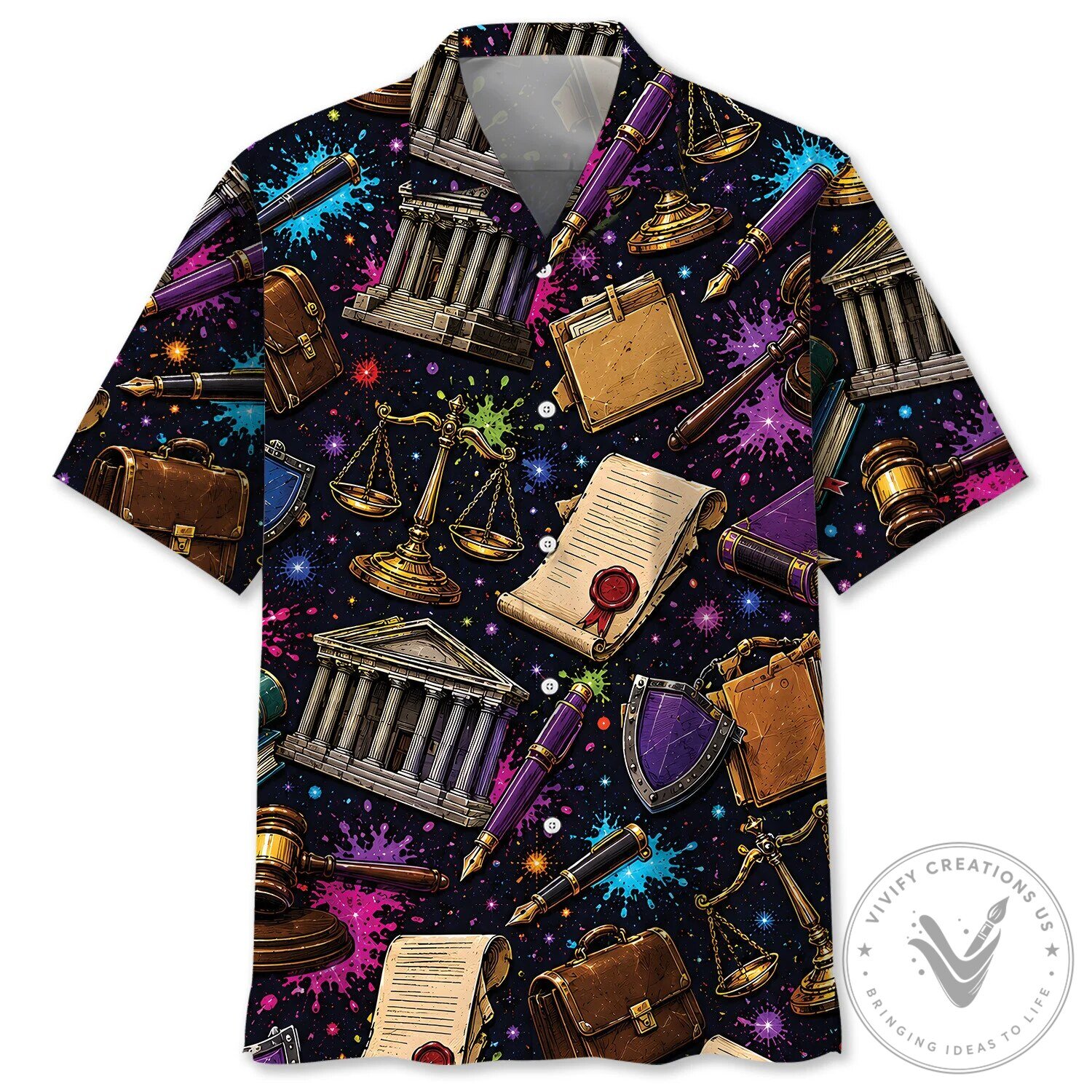 Retro Lawyer Legal Theme Colorful Hawaiian Shirt