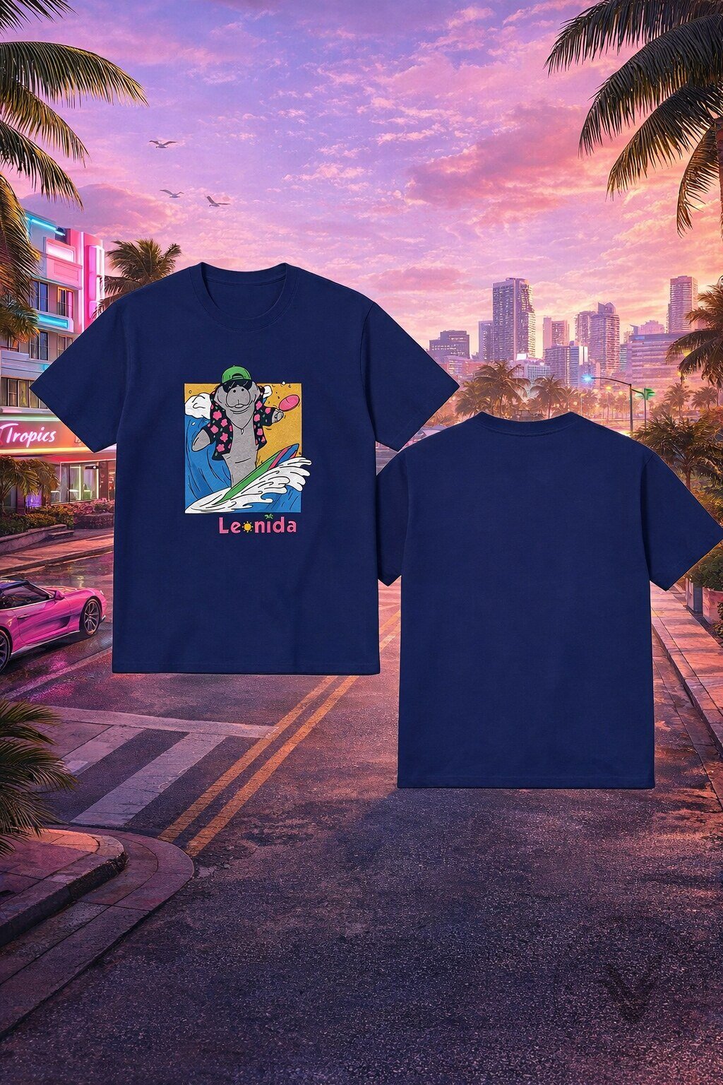 GTA 6 Jason Leonida Shirt Surfing Manatee Graphic T-Shirt - Vice City Gaming Tee