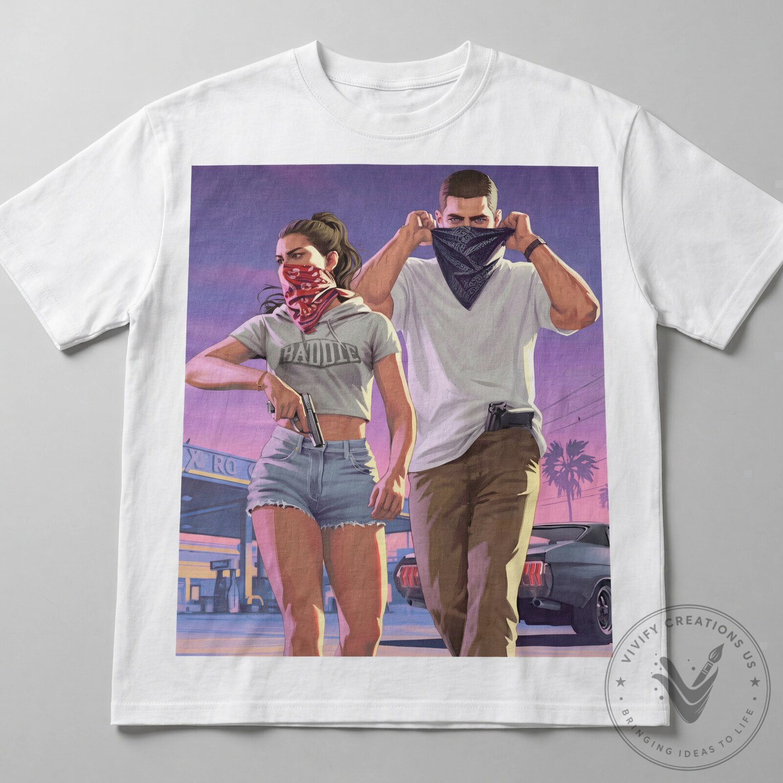 GTA 6 Lucia and Jason Couple Matching Gaming T-Shirt