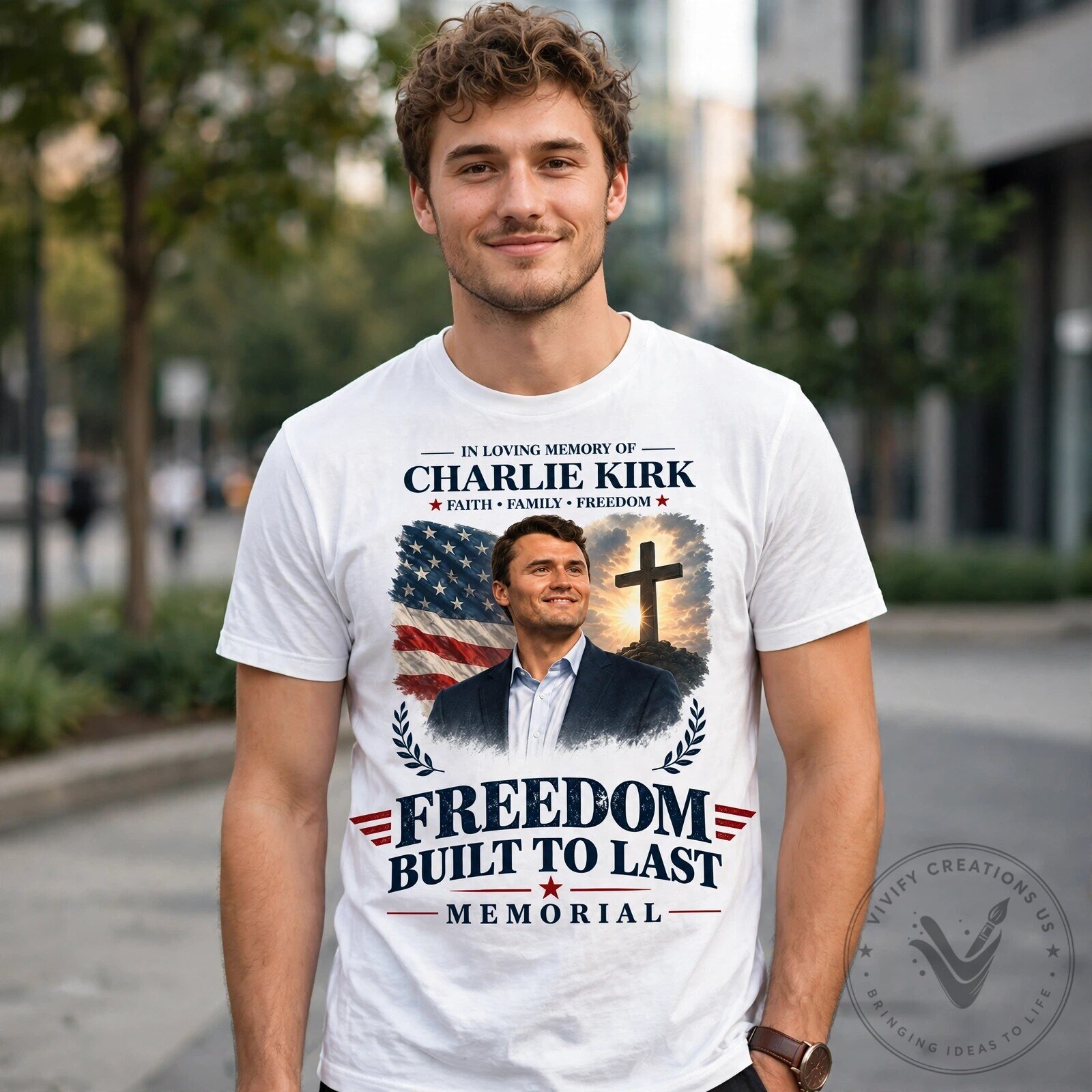 Charlie Kirk Freedom Built To Last Memorial T-Shirt