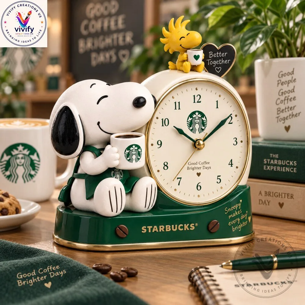 Peanuts Snoopy x Starbucks Coffee Desk Clock Special Edition