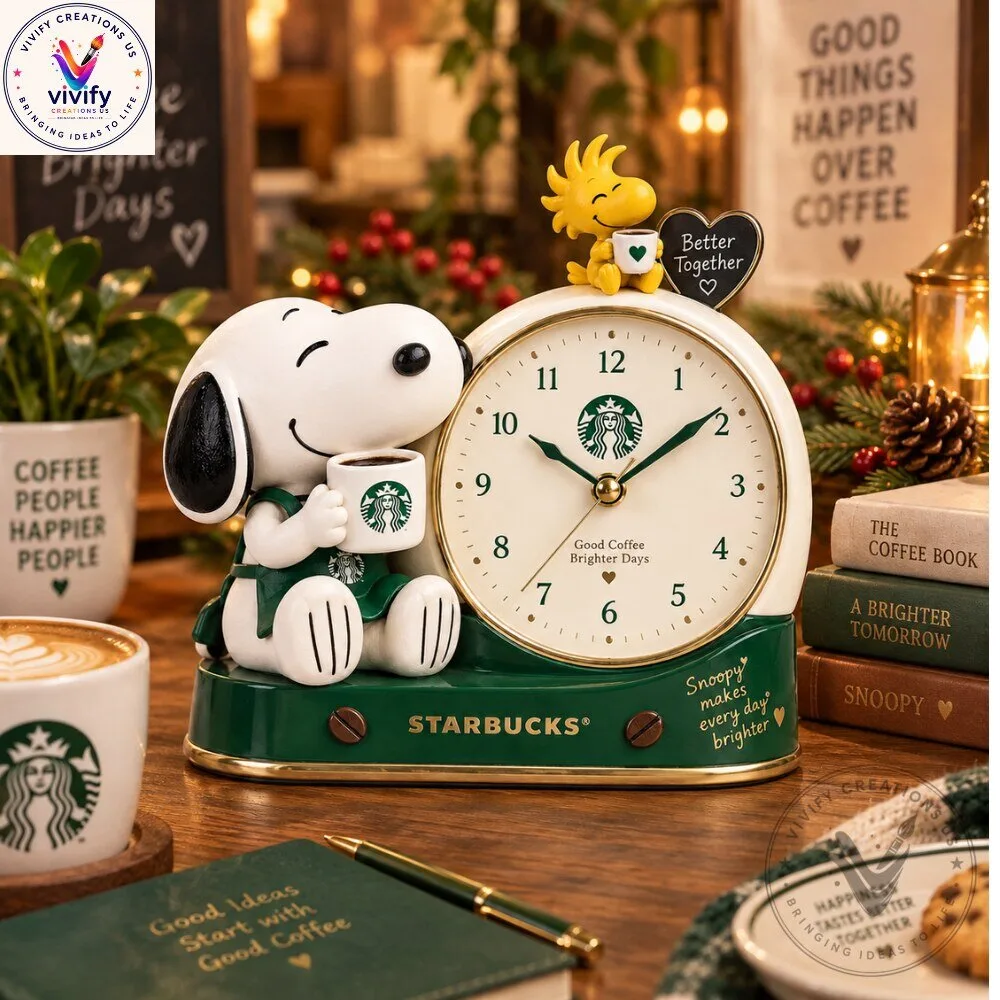 Peanuts Snoopy x Starbucks Coffee Desk Clock Special Edition 7 Peanuts Snoopy x Starbucks Coffee Desk Clock Special Edition
