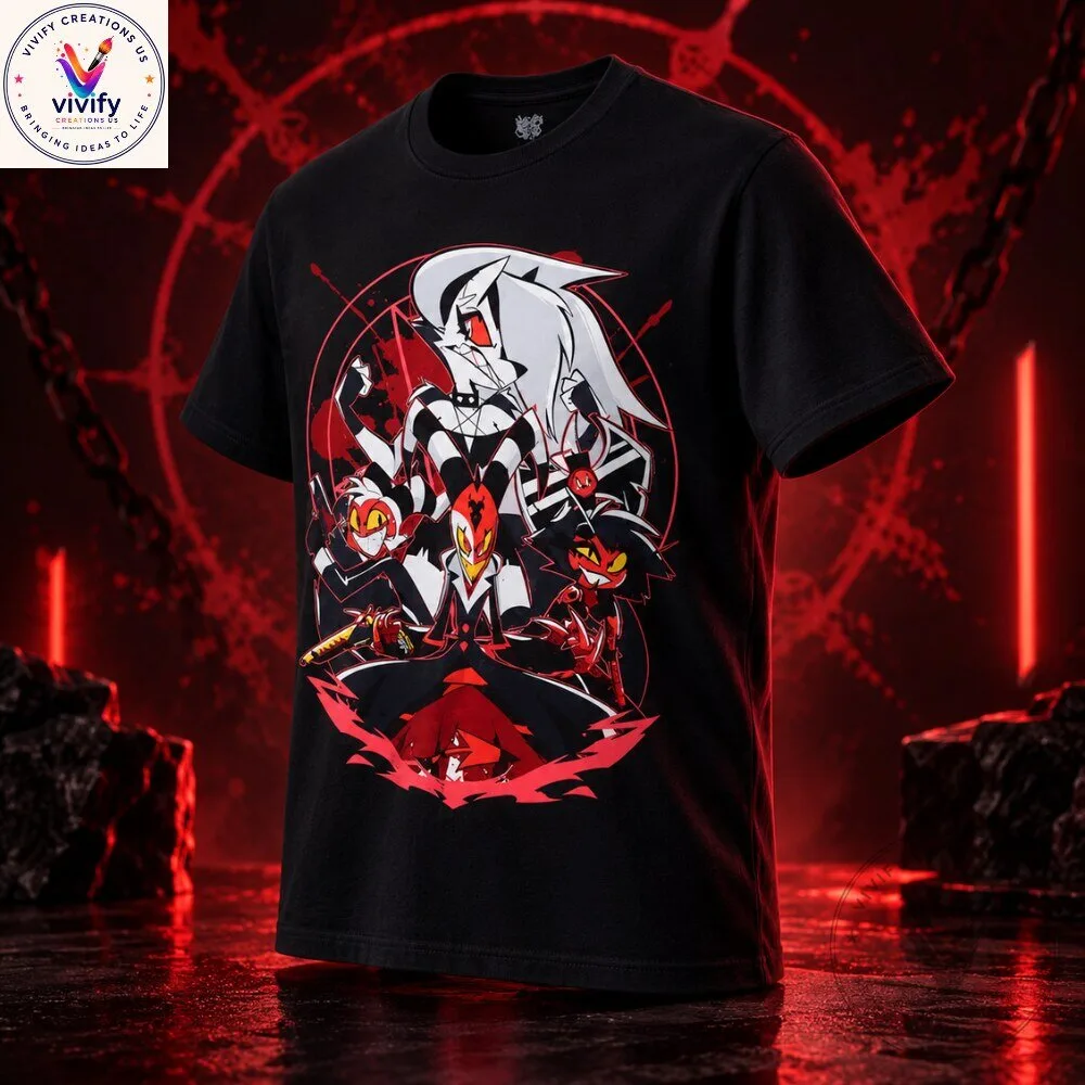 Helluva Boss I.M.P Crew Black Graphic T-Shirt 8 Helluva Boss I.M.P Crew Black Graphic T-Shirt