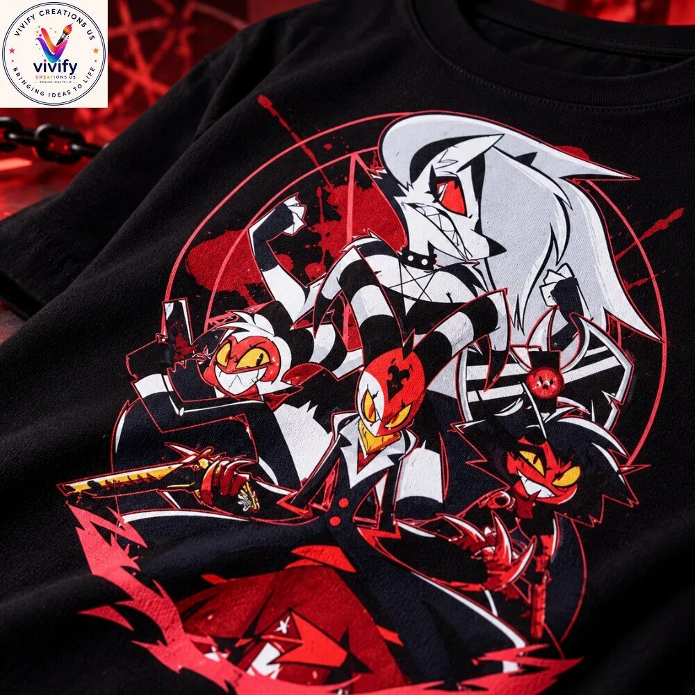 Helluva Boss I.M.P Crew Black Graphic T-Shirt 9 Helluva Boss I.M.P Crew Black Graphic T-Shirt