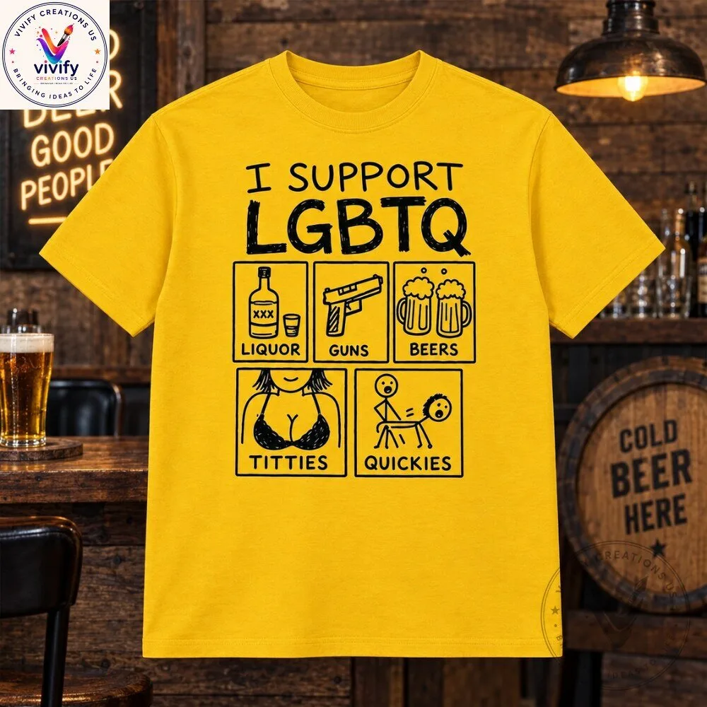 I Support LGBTQ Funny Acronym Yellow Graphic T-Shirt