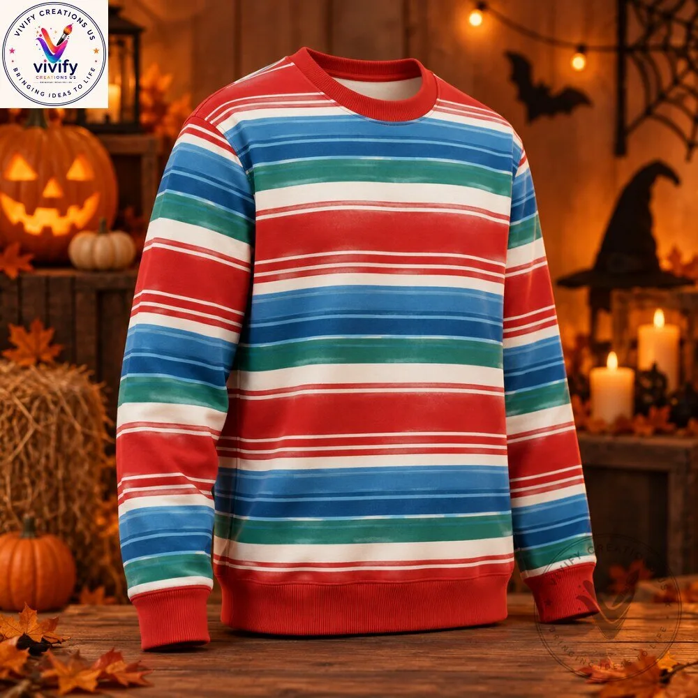 Chucky Inspired Horror Sweatshirt Creepy Doll Halloween Crewneck Pullover 4 Chucky Inspired Horror Sweatshirt Creepy Doll Halloween Crewneck Pullover