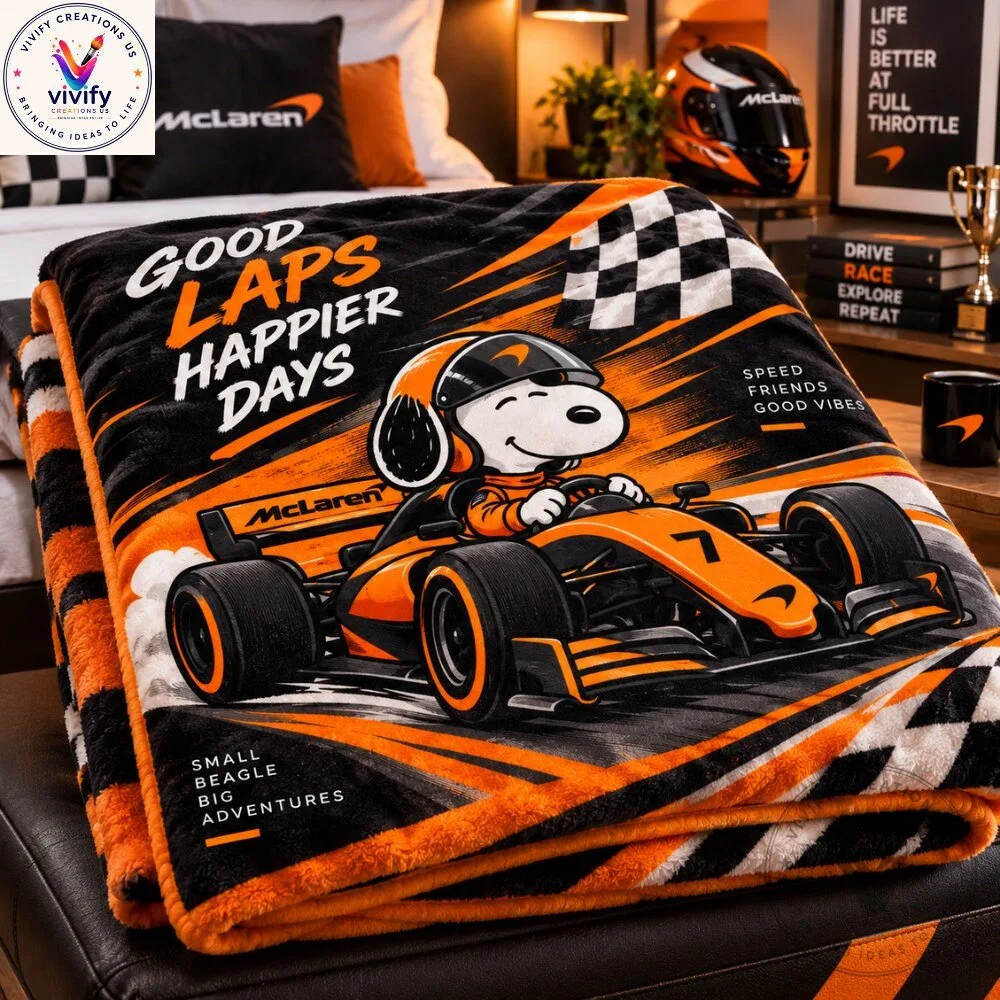 Snoopy McLaren F1 Fleece Blanket - Soft F1 Bedding Blanket 4 Snoopy McLaren Fleece Blanket - Soft F1 Bedding Blanket