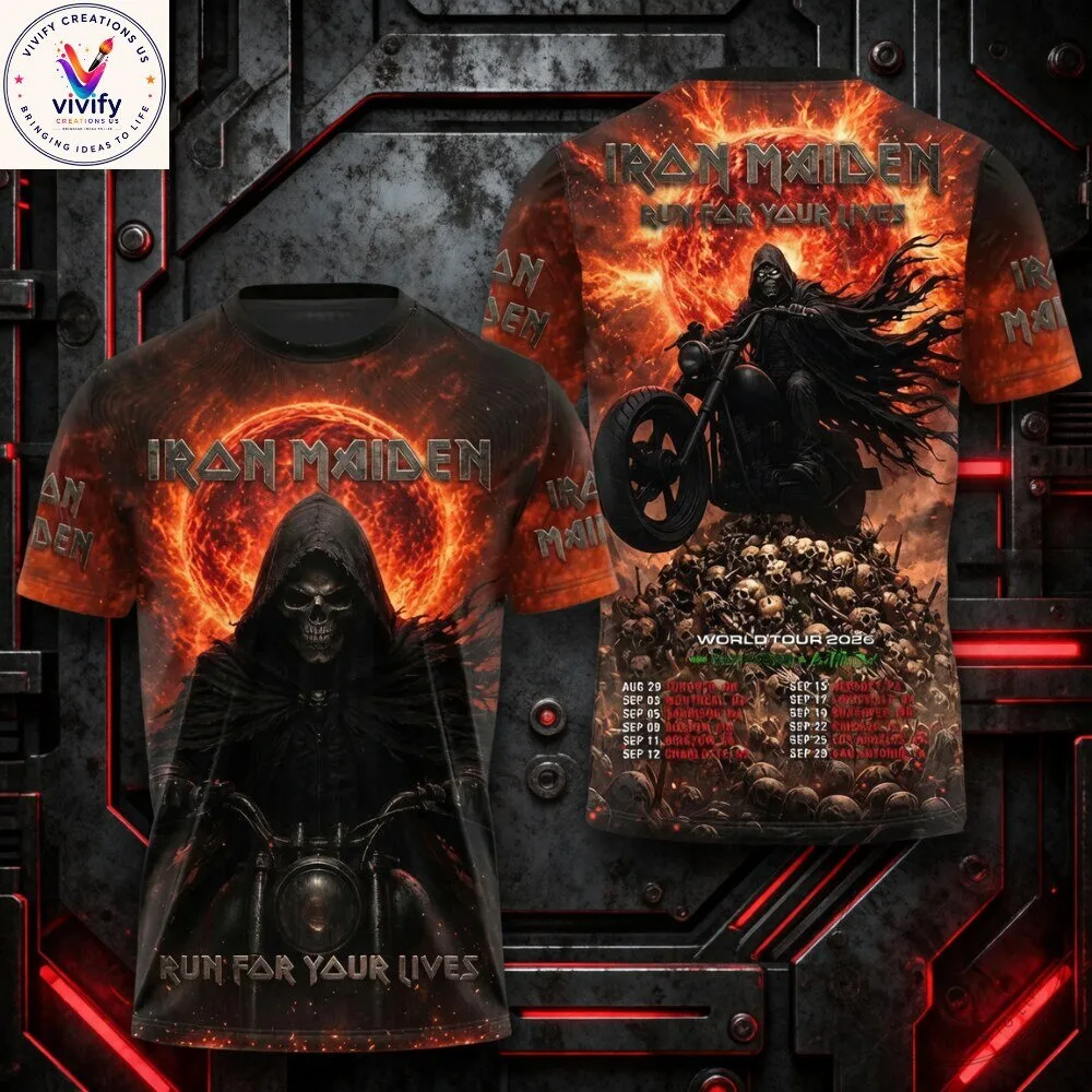 Iron Maiden World Tour 2026 Run For Your Lives Graphic T-Shirt