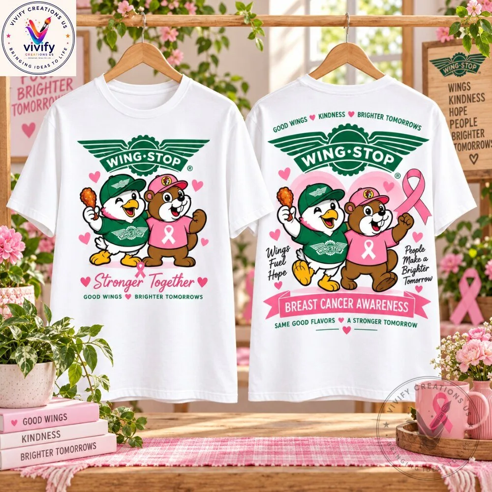 Wingstop Buc-ee's Breast Cancer Awareness T-Shirt 4 Wingstop Buc-ee