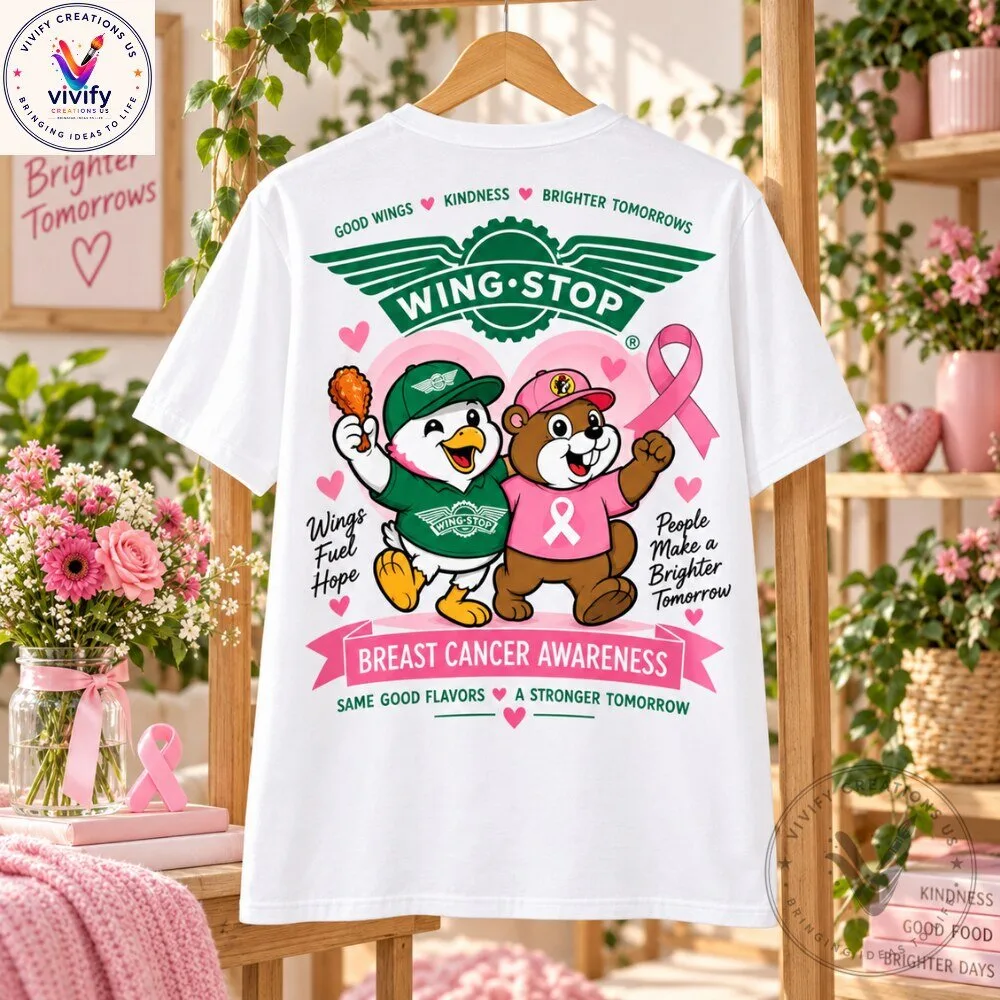 Wingstop Buc-ee's Breast Cancer Awareness T-Shirt 5 Wingstop Buc-ee